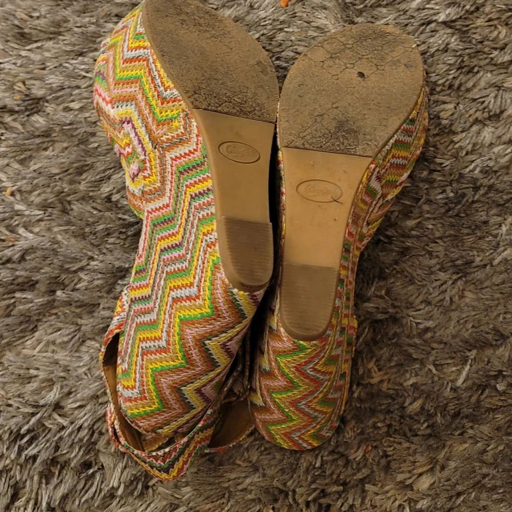 Candies Green Yellow Lainey Multicolor Platform Espadrille Platform Wedges 9.5 - Picture 8 of 10